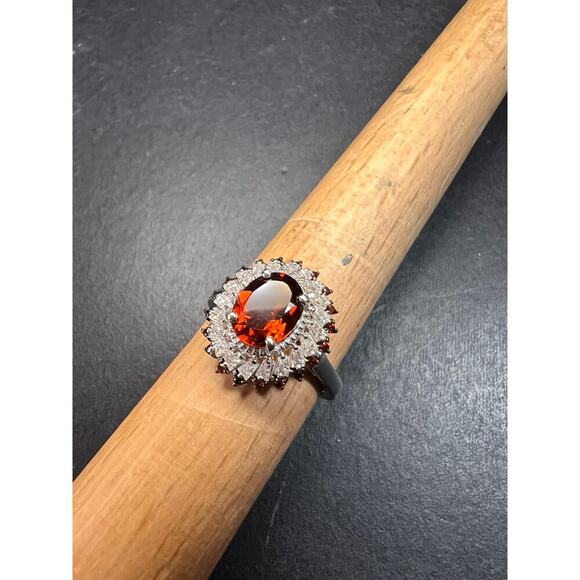 NEW Cherry citrine and Moissanite ring in platinum over sterling silver size 8 - Picture 12 of 14